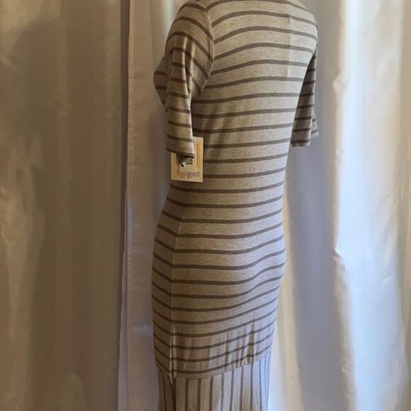LULAROE JULIA dress in size small 2 tone gray colored stripes - Picture 9 of 12